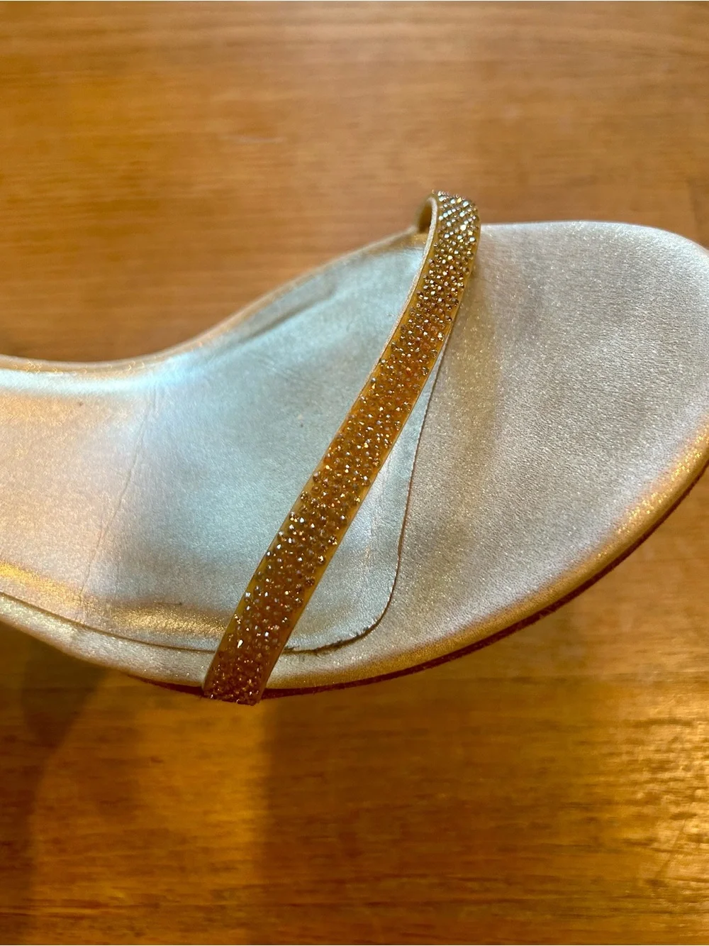 Stuart Weitzman Nudist Gold Ankle-Strap Sandal Heels Size 10 M